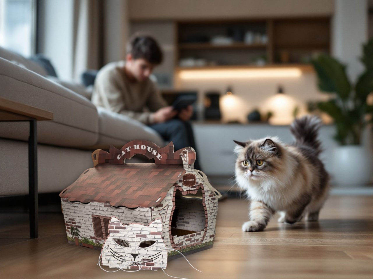 Cardboard house for cats